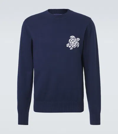 Vilebrequin Jacquard Cotton And Cashmere Sweater In Blue