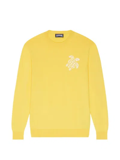 Vilebrequin Jacquard Turtle Cotton Sweater In Yellow