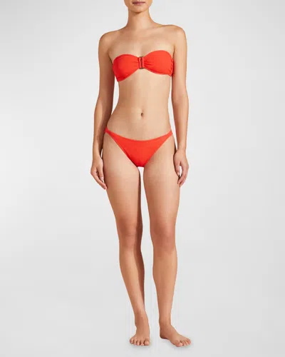 Vilebrequin Jacquard Vichy Bikini Bottoms In Orange