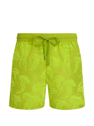 Vilebrequin Men Ultra-light And Packable Swim Shorts Flocked Jellyfish Dance In Green