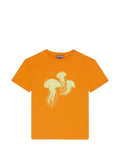 Vilebrequin Kids' Jellyfish-print T-shirt In Orange