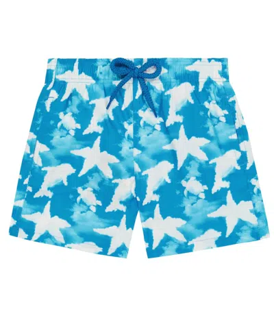 Vilebrequin Kids' Jihin Printed Swim Trunks In Bleu Hawai