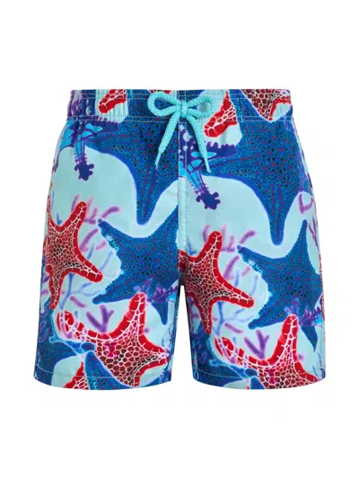 Vilebrequin Kids' Jim Graphic-print Swim Trunks In Blue