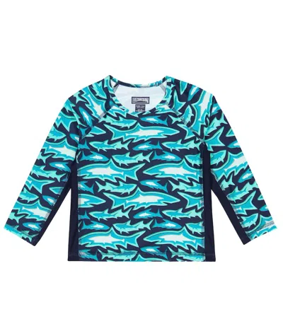 Vilebrequin Kids' Jim Printed Rashguard In Bleu Marine