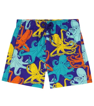 Vilebrequin Kids' Jim Printed Swim Trunks In Purple Blue