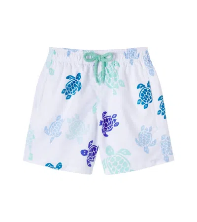 Vilebrequin Kids' Jim Printed Swim Trunks In White