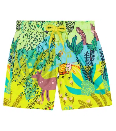Vilebrequin Kids' Jim Printed Twill Swim Trunks In Gingembre