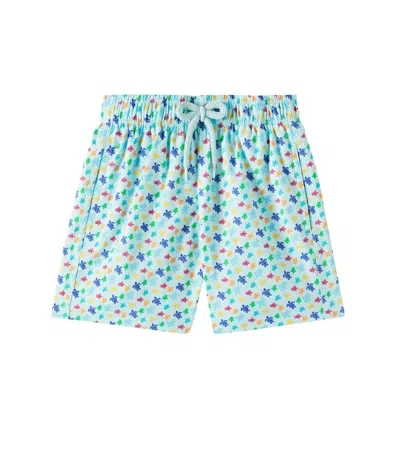 Vilebrequin Kids' Jirise Printed Swim Trunks In Blau