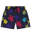 Vilebrequin Jirise Printed Swim Trunks In Bleu Marine