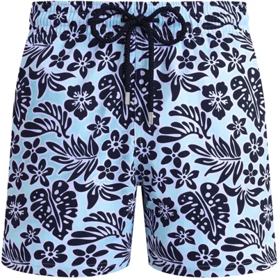 Vilebrequin Jungle Leaves Stretch Short Swim Shorts In Pacific