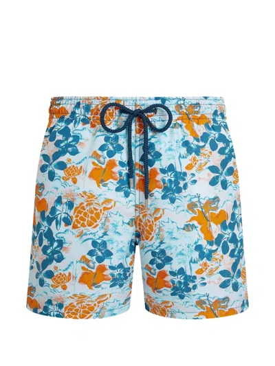 Vilebrequin Jungle Turtles Print Swim Shorts In Blue