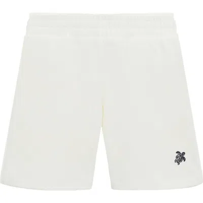 Vilebrequin Kids' Embroidered Turtle Terry Bermuda Shorts In Blanc