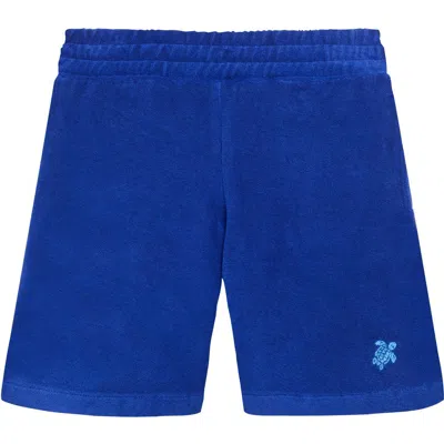 VILEBREQUIN VILEBREQUIN KIDS' EMBROIDERED TURTLE TERRY BERMUDA SHORTS