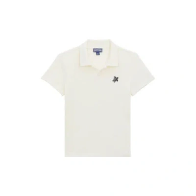 Vilebrequin Kids' Embroidered Turtle Terry Polo In Blanc