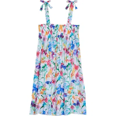 Vilebrequin Kids' Happy Flowers Viscose Dress In Blanc