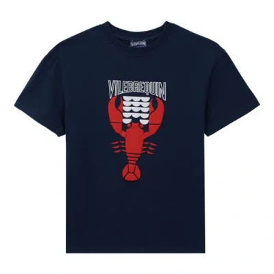 Vilebrequin Kids' Lobsters Organic Cotton T-shirt In Bleu Marine