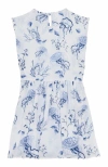 Vilebrequin Girl's Medusa Jellyfish-print Dress In Blanc