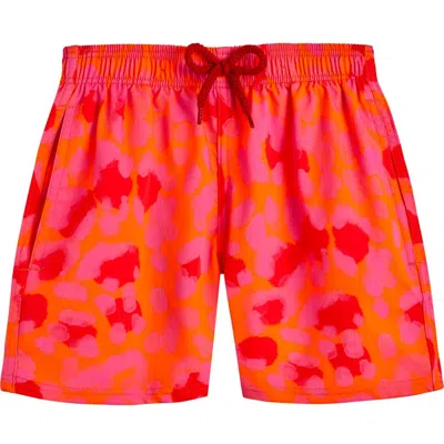 Vilebrequin Kids' Boy's Leopard-print Swim Shorts In Abricot