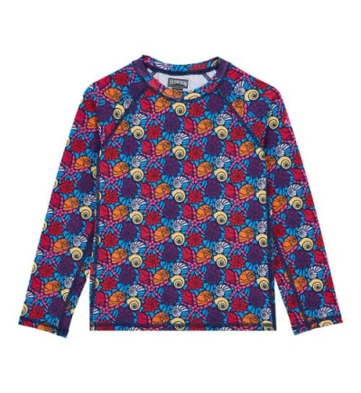 Vilebrequin Kids' Noumea Sea Shells Uv Protection Rashguard In Bleu Marine