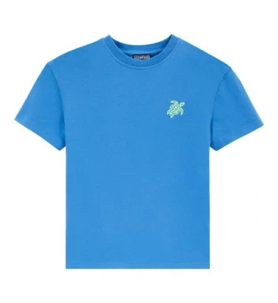 Vilebrequin Kids' Organic Cotton Solid T-shirt In Ocean