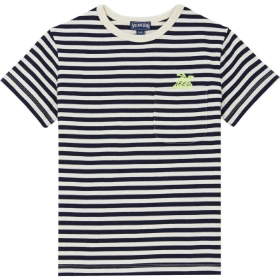 Vilebrequin Babies'  Kids' Organic Cotton T-shirt In Marine/blanc