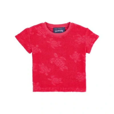 Vilebrequin Kids' Ronde Des Tortues Jacquard Baby/toddler Set In Groseille