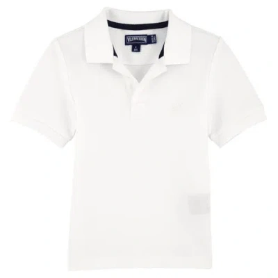Vilebrequin Kids' Solid Cotton Polo In Blanc