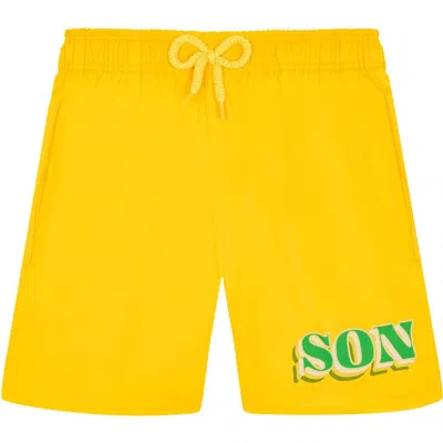 Vilebrequin Kids' Stretch Swim Trunks Dad And Son In Soleil