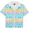 Vilebrequin Boy's Tahiti Turtles Open Front Shirt In Blanc