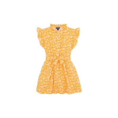 Vilebrequin Kids' Turtle Vichy Cotton Dress In Mangue