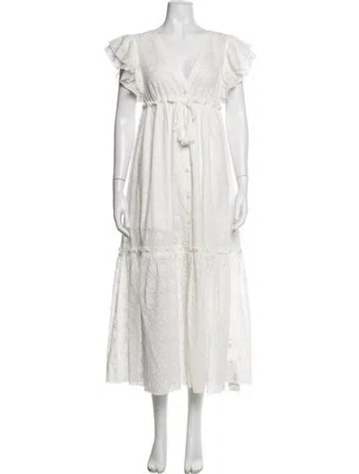 Pre-owned Vilebrequin Lace Pattern Midi Length Dress In White