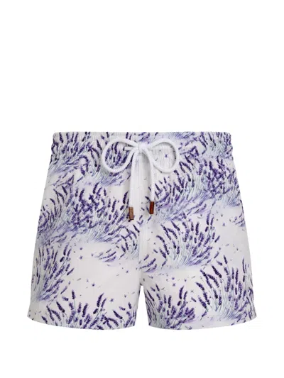 Vilebrequin Lavender-print Drawstring Swim Shorts In Multi