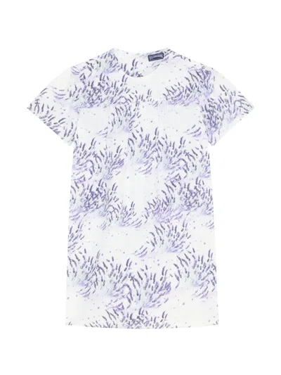 Vilebrequin Kids' Lavender-print Linen Dress In Purple