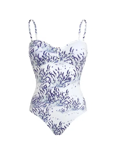 Vilebrequin Women Bandeau One-piece Swimsuit Lavender In White