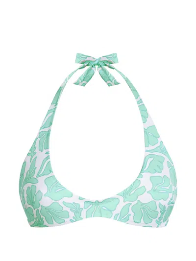 Vilebrequin Leaf-print Bikini Top In Green