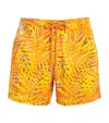 Vilebrequin Leaf Print Moorise Swim Shorts In Yellow