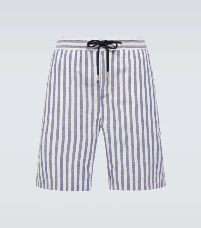 Vilebrequin Levant Cotton And Linen-blend Bermuda Shorts In Minuit
