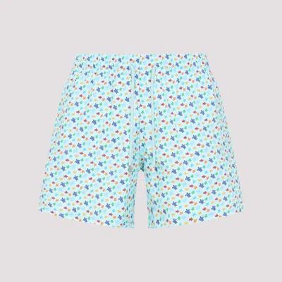VILEBREQUIN LIGHT BLUE PRINTED SWIM SHORTS