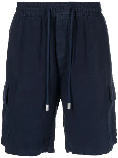 Vilebrequin Baie Linen Bermuda Cargo Shorts In Blue
