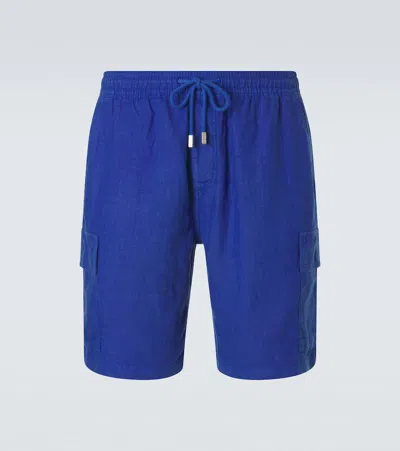 Vilebrequin Linen Bermuda Shorts In Blue