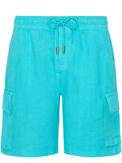 Vilebrequin Linen Bermuda Shorts In Green