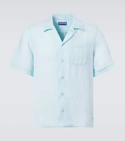 Vilebrequin Linen Bowling Shirt In Blue