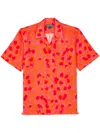 Vilebrequin Bowling Linen New Leopard Shirt In Orange
