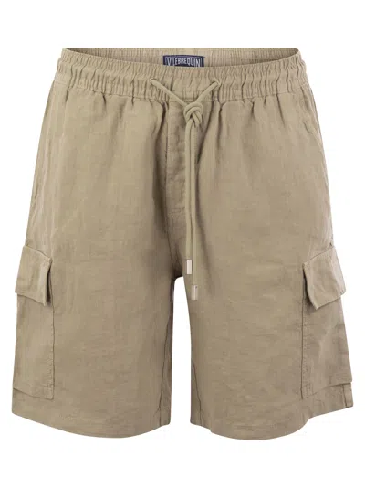 VILEBREQUIN LINEN CARGO BERMUDA SHORTS