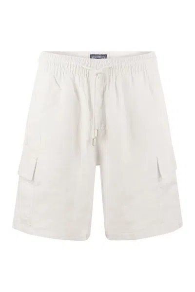Vilebrequin Linen Cargo Bermuda Shorts In White