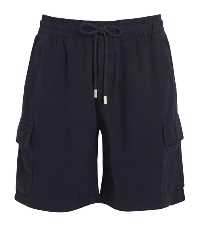 Vilebrequin Baie Linen Bermuda Cargo Shorts In Blue