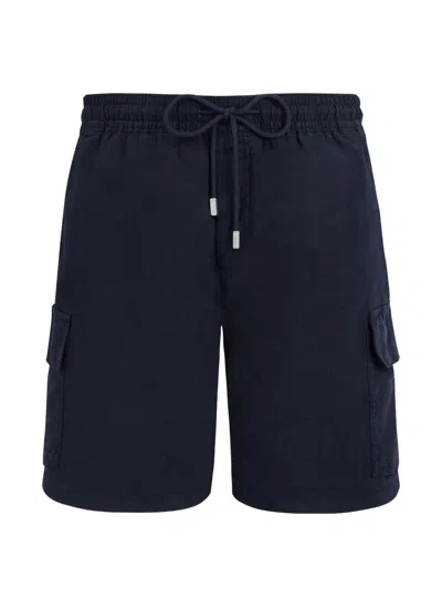 Vilebrequin Linen Cargo Shorts In Blue