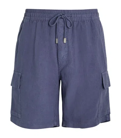 Vilebrequin Linen Cargo Shorts In Bleu Marine