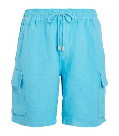 Vilebrequin Linen Cargo Shorts In Blue