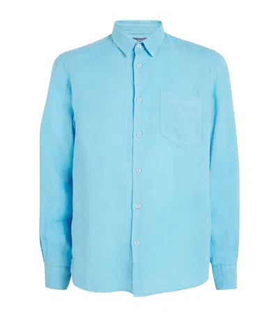Vilebrequin - Caroubis Linen Long Sleeved Shirt In Santorini Blue Crsh9u10